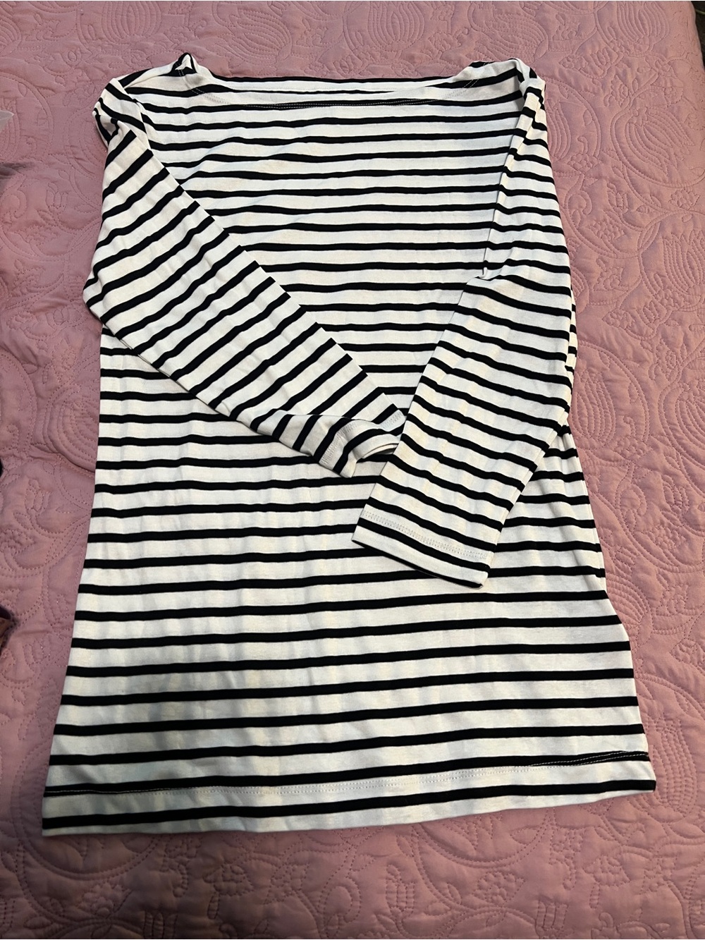 Black & White Striped Women's Boatneck Top L